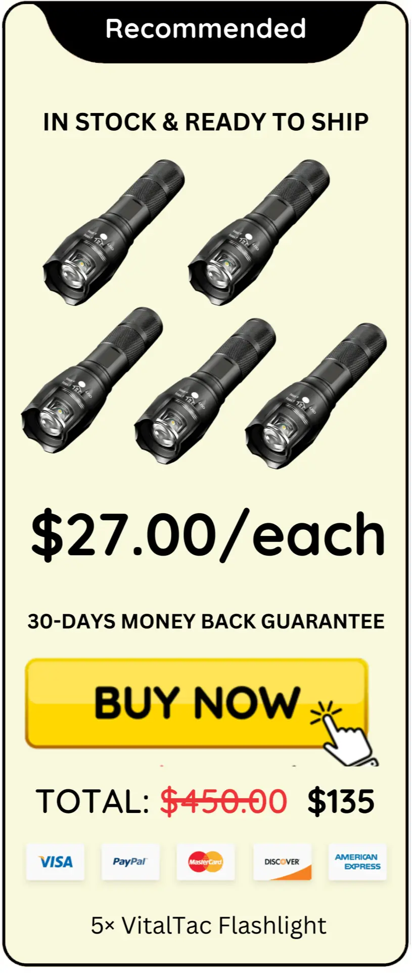 VitalTac Flashlight offer package price 